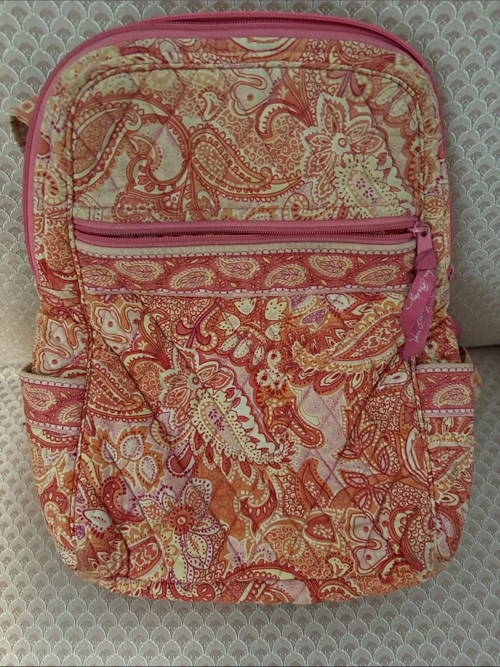Vera Bradley Pink and Orange Paisley Backpack
